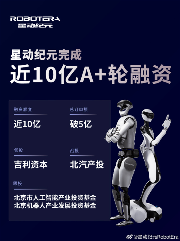 吉利资本领投！星动纪元斩获近10亿A+轮融资：创具身智能单笔投资最高纪录